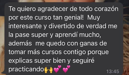 Mensaje de una alumna